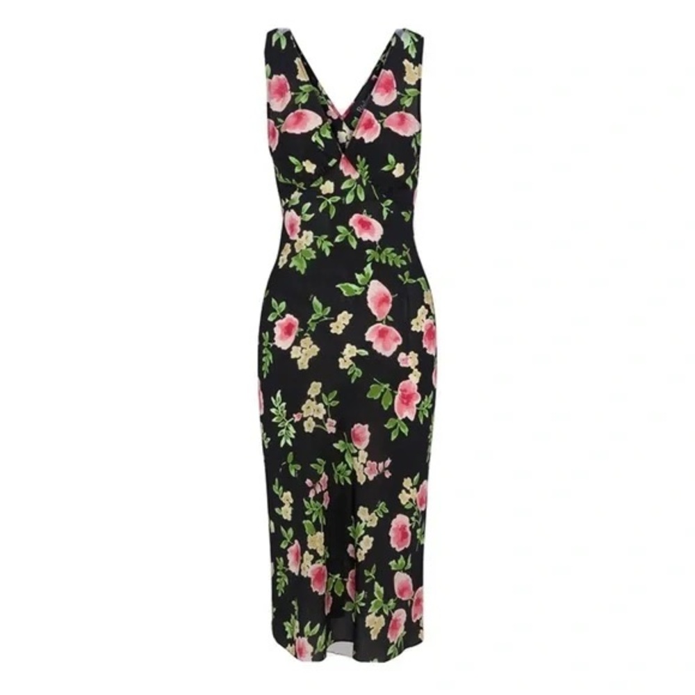 Realisation Par Stephanie Moonflower floral black Midi Dress Silk Small